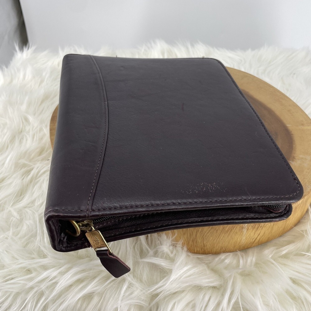 Vtg Franklin Quest Planner Binder‎ Brown Leather 7 Ring Notebook Zipper USA Made